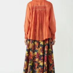 Payal Pratap Saffron Printed Shirt With Smocking Details -Deals Drapizia Store 1vr 17b 5