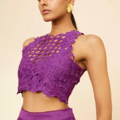 Chandrima Purple Cutwork Crop Top -Deals Drapizia Store 20032023ca61 3