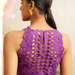 Chandrima Purple Cutwork Crop Top -Deals Drapizia Store 20032023ca61 4