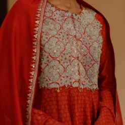 Avacara Orange Handblock Printed Anarkali Set -Deals Drapizia Store 201023ap21 3