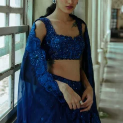 Mishru Navy Blue Aster Lehenga Set -Deals Drapizia Store 2010mish9 2