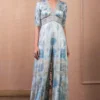 Tarun Tahiliani Blue Floral Printed Jumpsuit