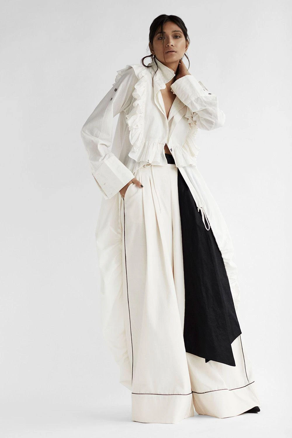 Chola White Straight Sleeve Frill Shirt 3 Chola White Straight Sleeve Frill Shirt