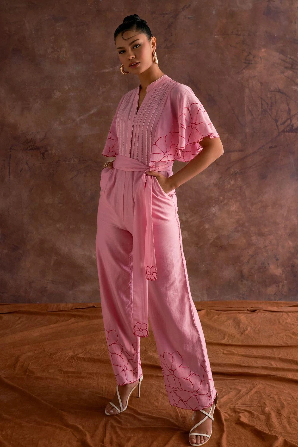 Sakshi Khetterpal Candy Pink Floral Embellished Jumpsuit 4 Sakshi Khetterpal Candy Pink Floral Embellished Jumpsuit - Image 2