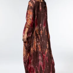 CAPISVIRLEO Brown Tie Dye Silk Kaftan 9 CAPISVIRLEO Brown Tie Dye Silk Kaftan -Deals Drapizia Store 208capis1 4