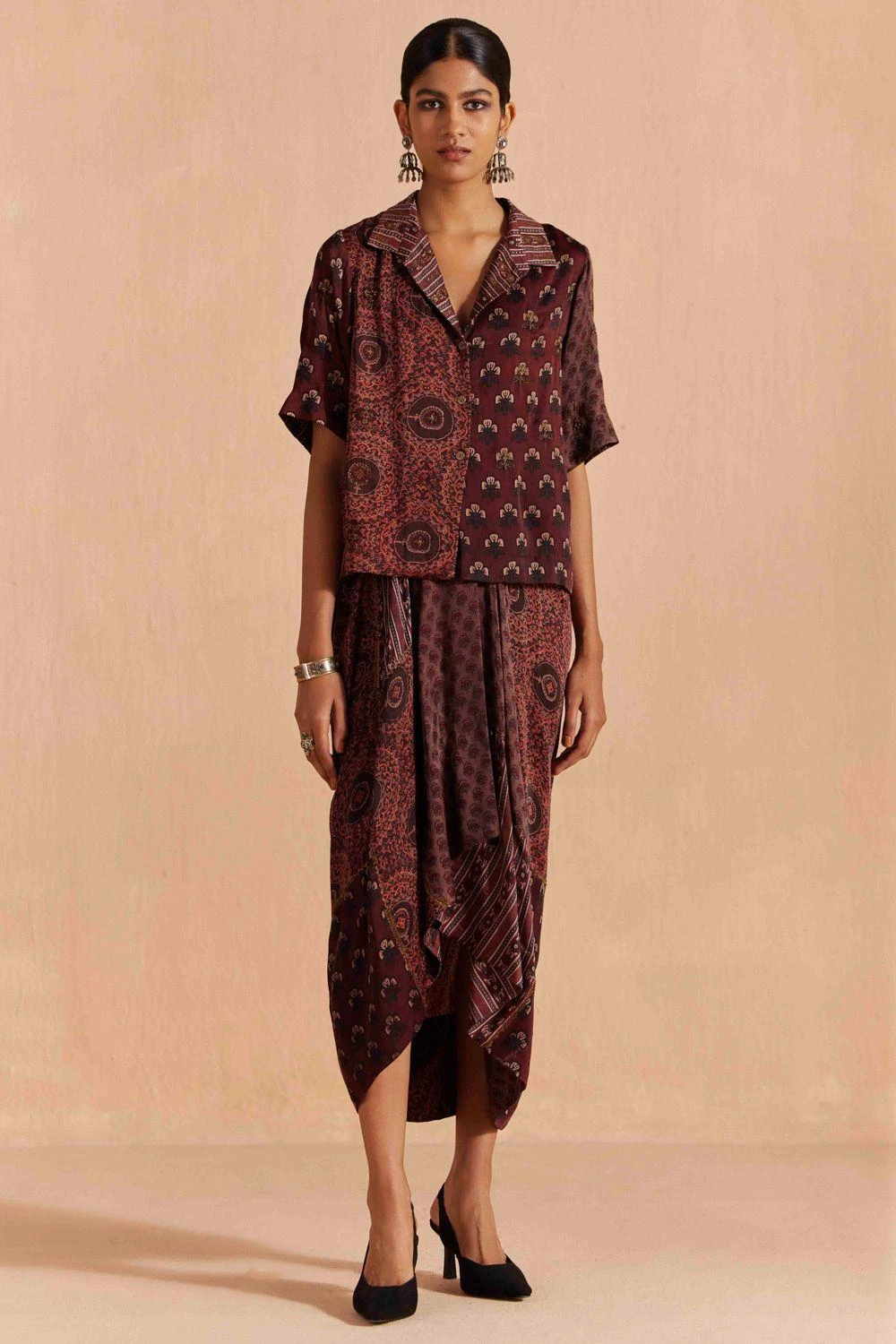 Sunira Designs Maroon Mrida Crop Shirt 3 Sunira Designs Maroon Mrida Crop Shirt