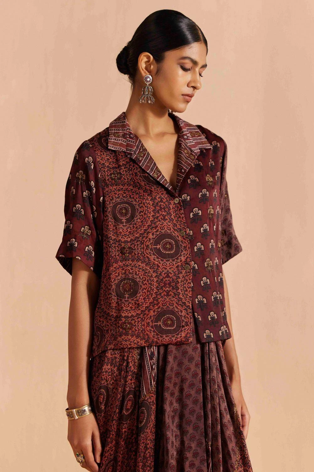 Sunira Designs Maroon Mrida Crop Shirt 5 Sunira Designs Maroon Mrida Crop Shirt - Image 3