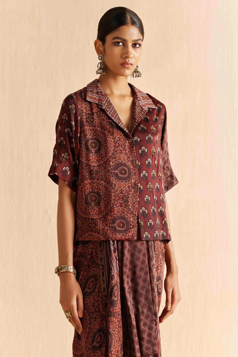 Sunira Designs Maroon Mrida Crop Shirt 6 Sunira Designs Maroon Mrida Crop Shirt - Image 4