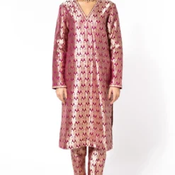 Kshitij Jalori Eros Wine Brocade Silk Kurta Set