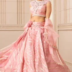 Tarun Tahiliani Pink Cascade Drape Lehenga Set