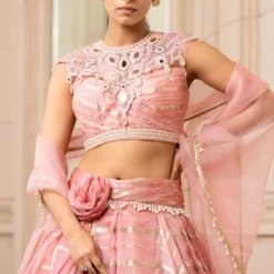 Tarun Tahiliani Pink Cascade Drape Lehenga Set -Deals Drapizia Store 224ttc17 3