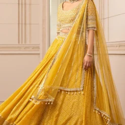 Tarun Tahiliani Mustard Stylised Kalidar Lehenga Set