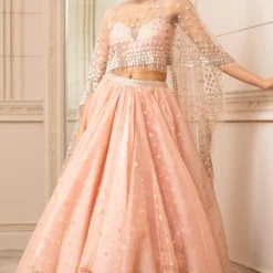 Tarun Tahiliani Blush Asymmetric Organza Brocade Lehenga Set -Deals Drapizia Store 224ttc27 3