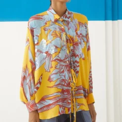 Studio RIGU Yellow Floral Printed Shirt -Deals Drapizia Store 228sr18 3