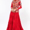 Debyani Red Embroidered British Jacket & Crushed Lehenga -Deals Drapizia Store 2312deb9 1
