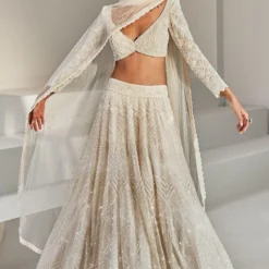 Ritika Mirchandani Ivory Embellished Web Design Lehenga Set