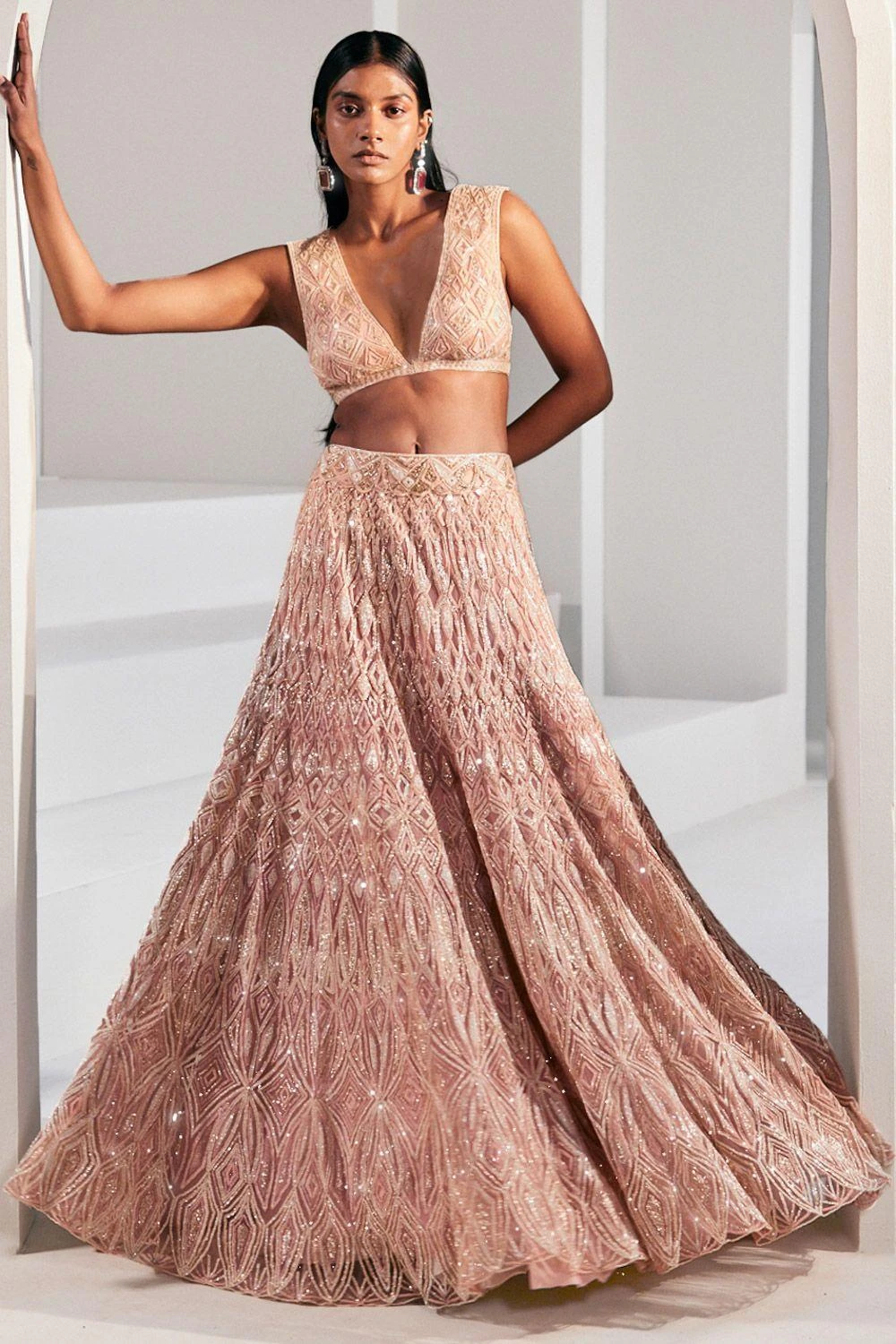 Ritika Mirchandani Rose Pink Hand Embroidered Lehenga Set 3 Ritika Mirchandani Rose Pink Hand Embroidered Lehenga Set