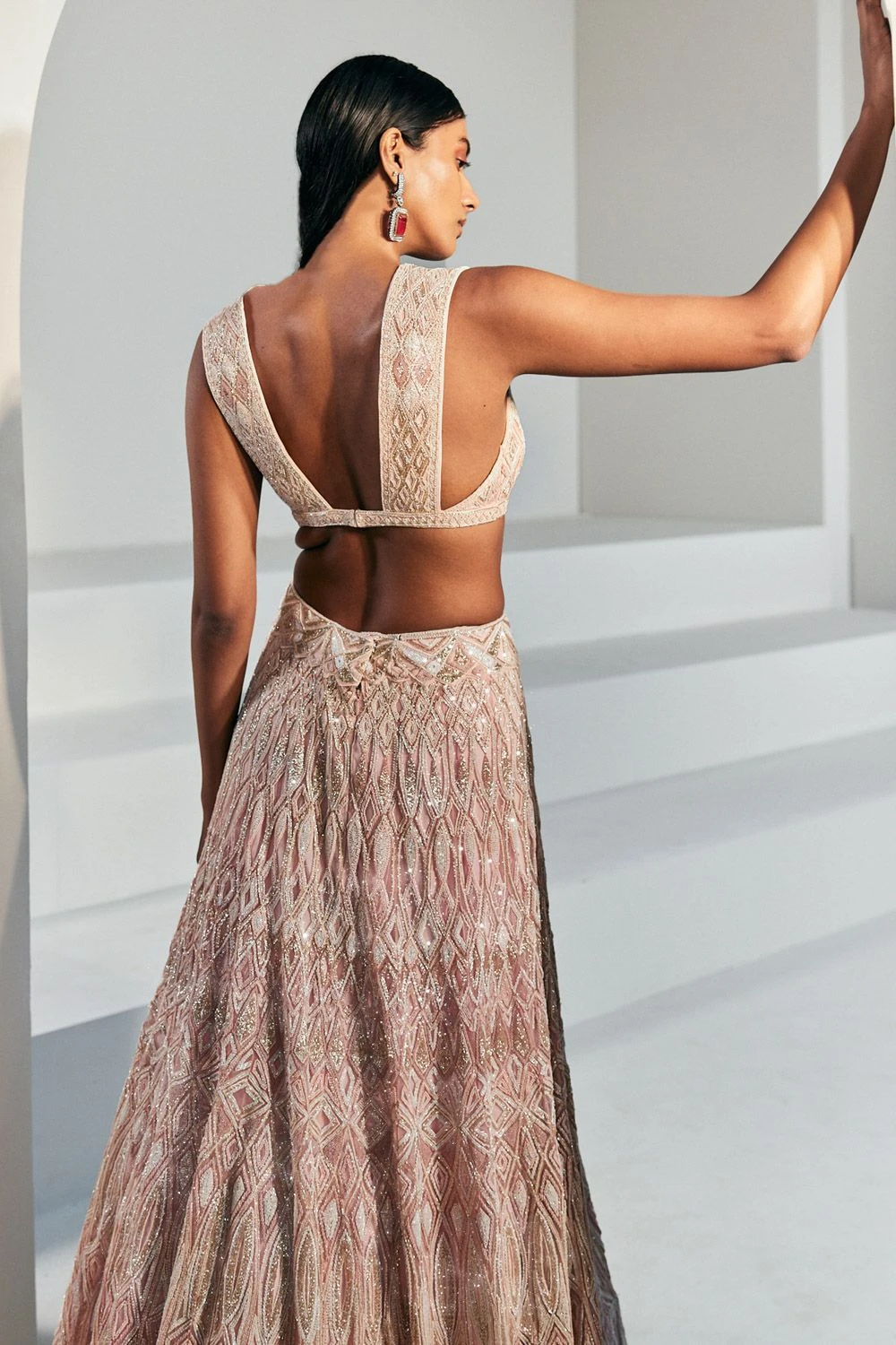 Ritika Mirchandani Rose Pink Hand Embroidered Lehenga Set 6 Ritika Mirchandani Rose Pink Hand Embroidered Lehenga Set - Image 4