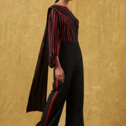 Bodice Black Pleated Jumpsuit With A Drape -Deals Drapizia Store 23bo10 3