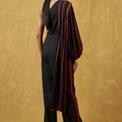 Bodice Black Pleated Jumpsuit With A Drape -Deals Drapizia Store 23bo10 6
