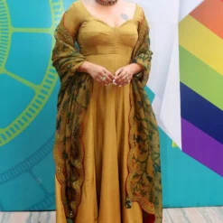 Archana Jaju Mustard Kalamkari Anarkali Set