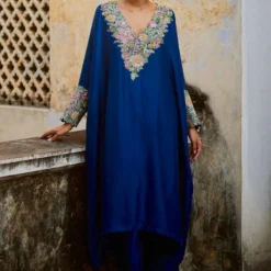 Mrunalini Rao Blue Reva Cuff Kaftan Set