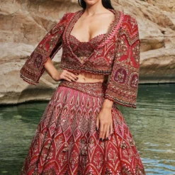 Eeksha Red To Fuchsia Ombre Hand Embellished Lehenga Set 6 Eeksha Red To Fuchsia Ombre Hand Embellished Lehenga Set -Deals Drapizia Store 24823ea41 3