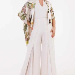Eeksha Ivory Floral Embellished Jumpsuit & Jacket Set