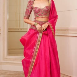 Tarun Tahiliani Fuchsia Embellished Kalidar Lehenga Set