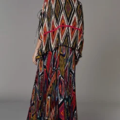 Saaksha & Kinni Abstract Printed Micro Pleated Kaftan Blouse -Deals Drapizia Store 253sk137 2