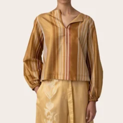 November Noon Sage Stripe Gold Top -Deals Drapizia Store 25nn20 2