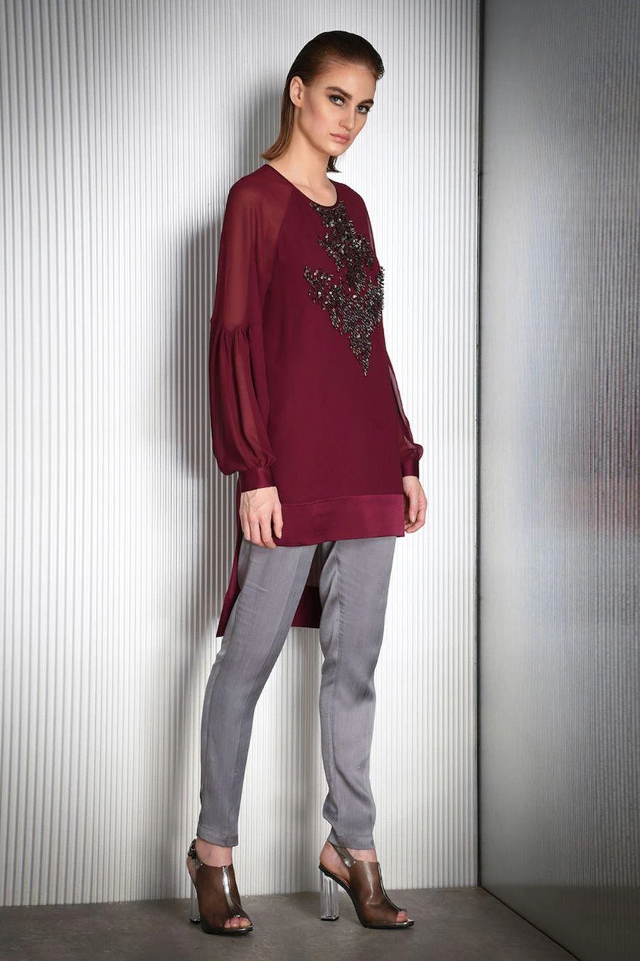 Rohit Gandhi + Rahul Khanna Burgundy Embroidered Top 3 Rohit Gandhi + Rahul Khanna Burgundy Embroidered Top
