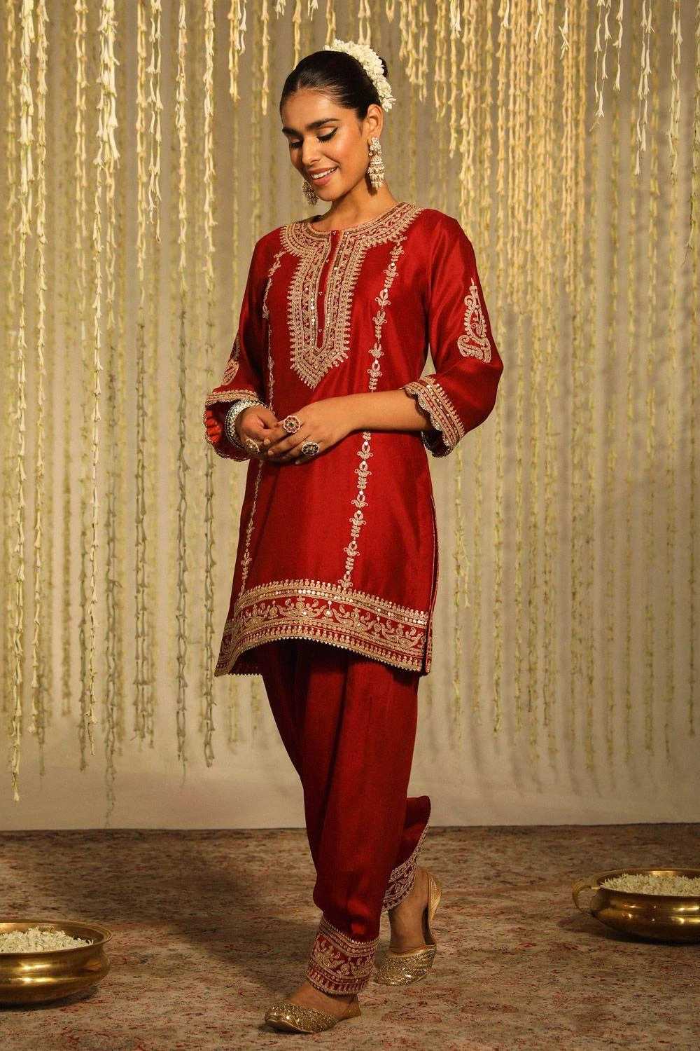 Sheetal Batra Mehak Vibrant Red Floral Embellished Kurta Set 5 Sheetal Batra Mehak Vibrant Red Floral Embellished Kurta Set - Image 3