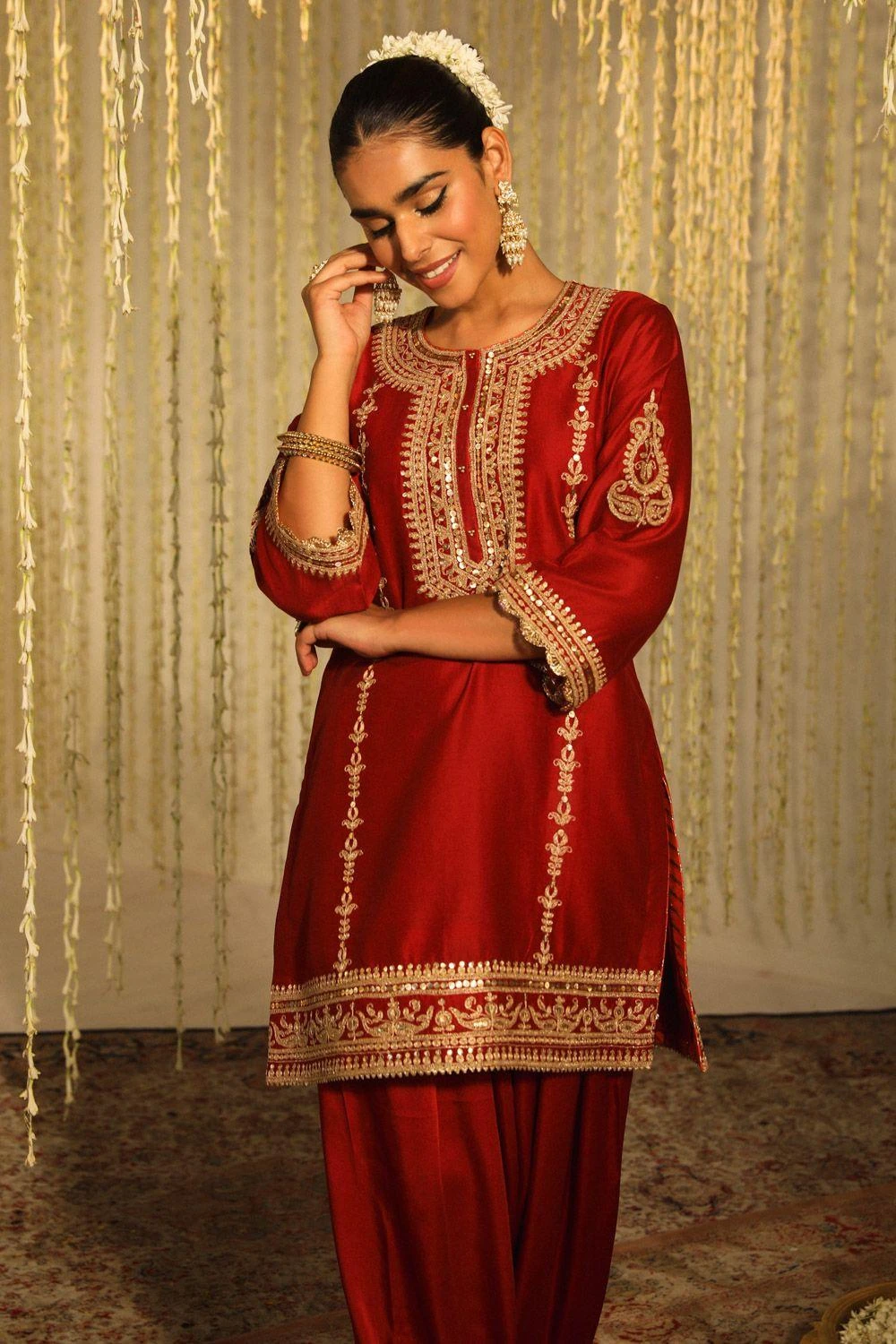 Sheetal Batra Mehak Vibrant Red Floral Embellished Kurta Set 6 Sheetal Batra Mehak Vibrant Red Floral Embellished Kurta Set - Image 4