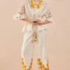Chandrima Ivory Sunflower Kimono Shirt