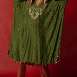 Pooja Keyur Olive Green Embroidered Kaftan Set -Deals Drapizia Store 2910pk02 3
