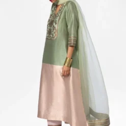 Payal Khandwala Mint & Blush Handwoven Silk Kurta Set -Deals Drapizia Store 2910pk02 4 1
