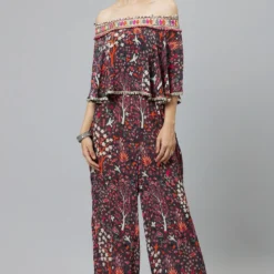 SVA Grey Off Shoulder Jumpsuit