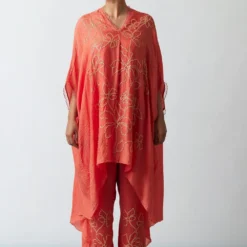 ONE NOT TWO Coral Floral Embellished Kaftan Set