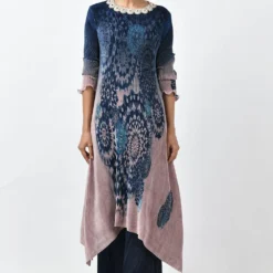 Kiran Uttam Ghosh Blue Kaftan With Batik Print
