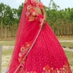 Mishru Pink Floral Embroidered Lehenga Set