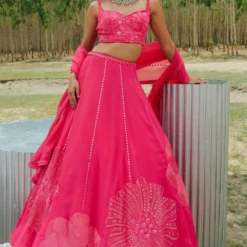 Mishru Pink Embroidered Lehenga Set