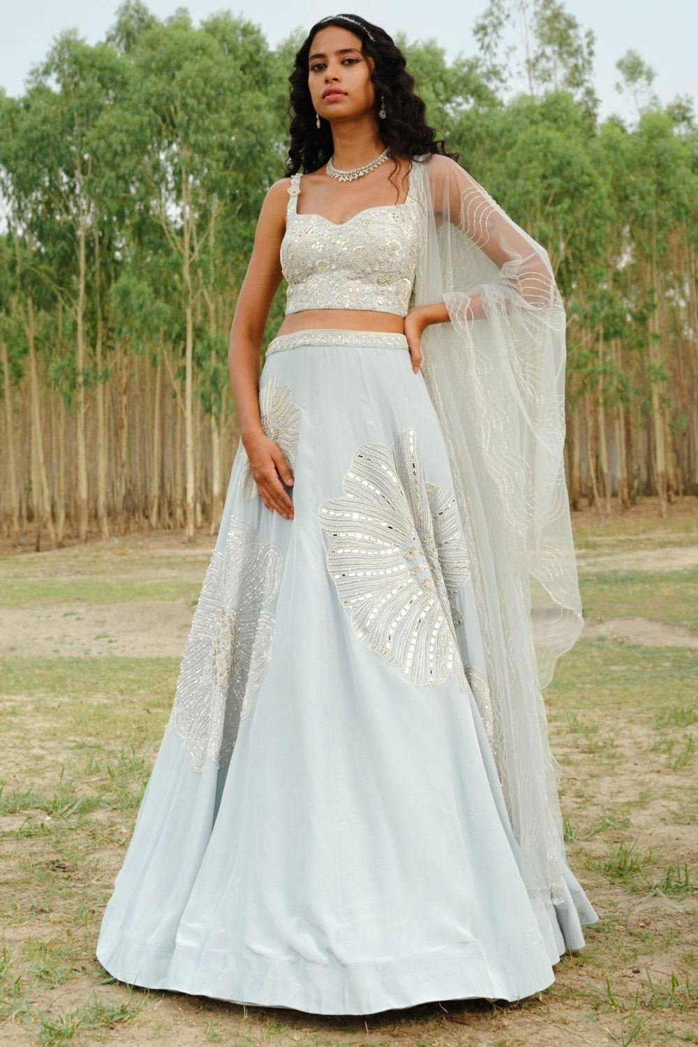 Mishru Powder Blue Embroidered Lehenga Set 3 Mishru Powder Blue Embroidered Lehenga Set