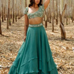 Mishru Teal Green Hand Embroidered Lehenga Set -Deals Drapizia Store 297misro6 3
