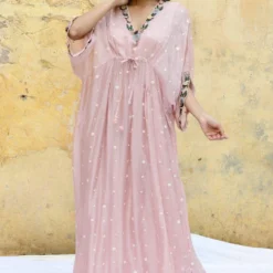 Niti Bothra Pink 3-D Embellished Floral Kaftan