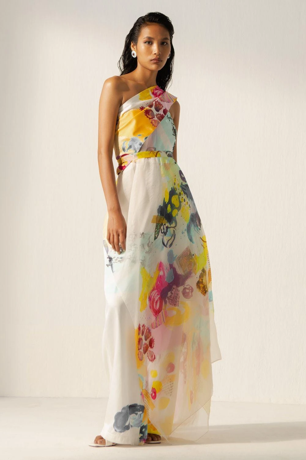 Richa Khemka White One Shoulder Jumpsuit & Drape 3 Richa Khemka White One Shoulder Jumpsuit & Drape