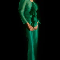 FEBo6 Green Ruched Top