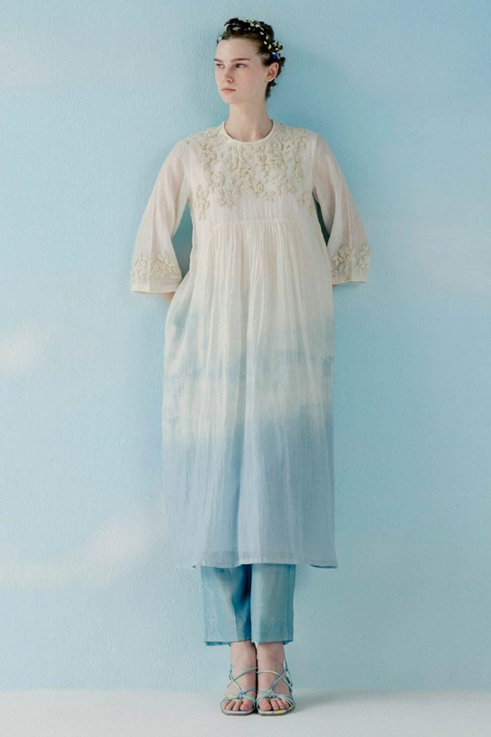 ILK Blue Ombre Floral Embroidered Kurta 3 ILK Blue Ombre Floral Embroidered Kurta