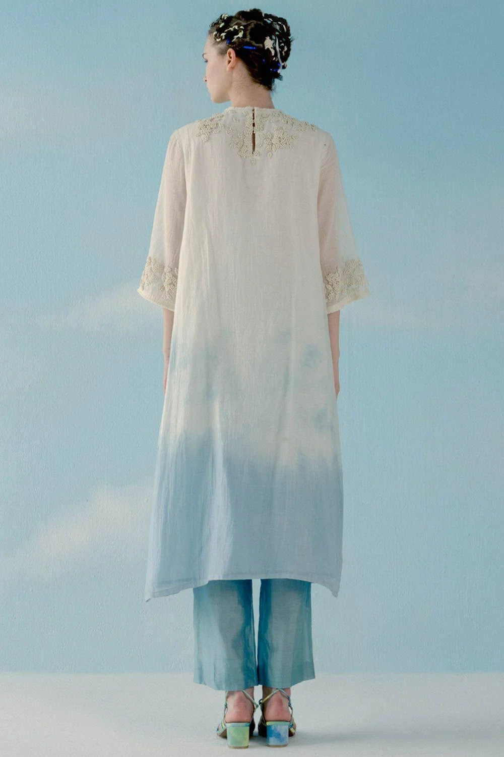 ILK Blue Ombre Floral Embroidered Kurta 5 ILK Blue Ombre Floral Embroidered Kurta - Image 3