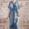 Rajdeep Ranawat Blue Majida V-neck Floral Kaftan -Deals Drapizia Store 3103rr09 1